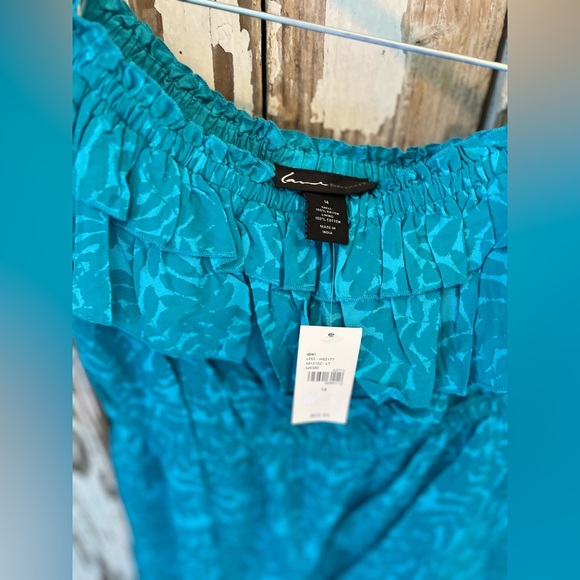 Lane Bryant One Shoulder Ruffle Dress Blue Floral NWT size 14 - Picture 2 of 7